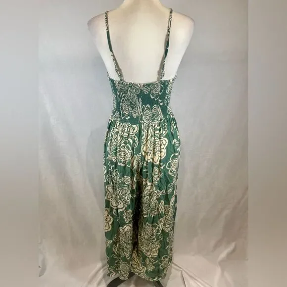Angie Sage green and white front twist cutout maxi dress with pockets size large - Picture 5 of 7